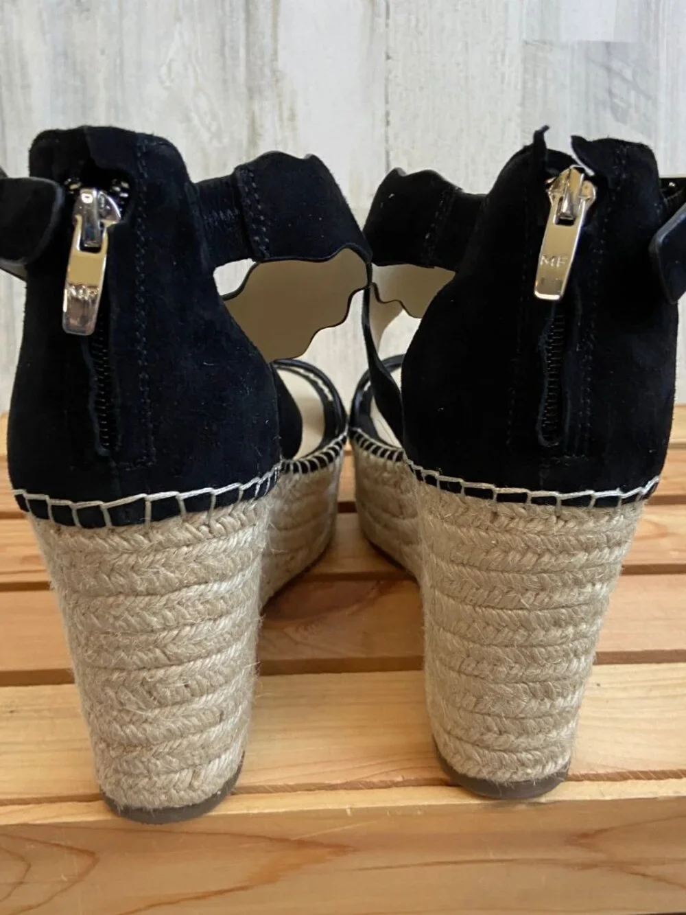 Marc Fisher Women's Size 8.5 Calita Platform Espadrille Heels Black Sandals